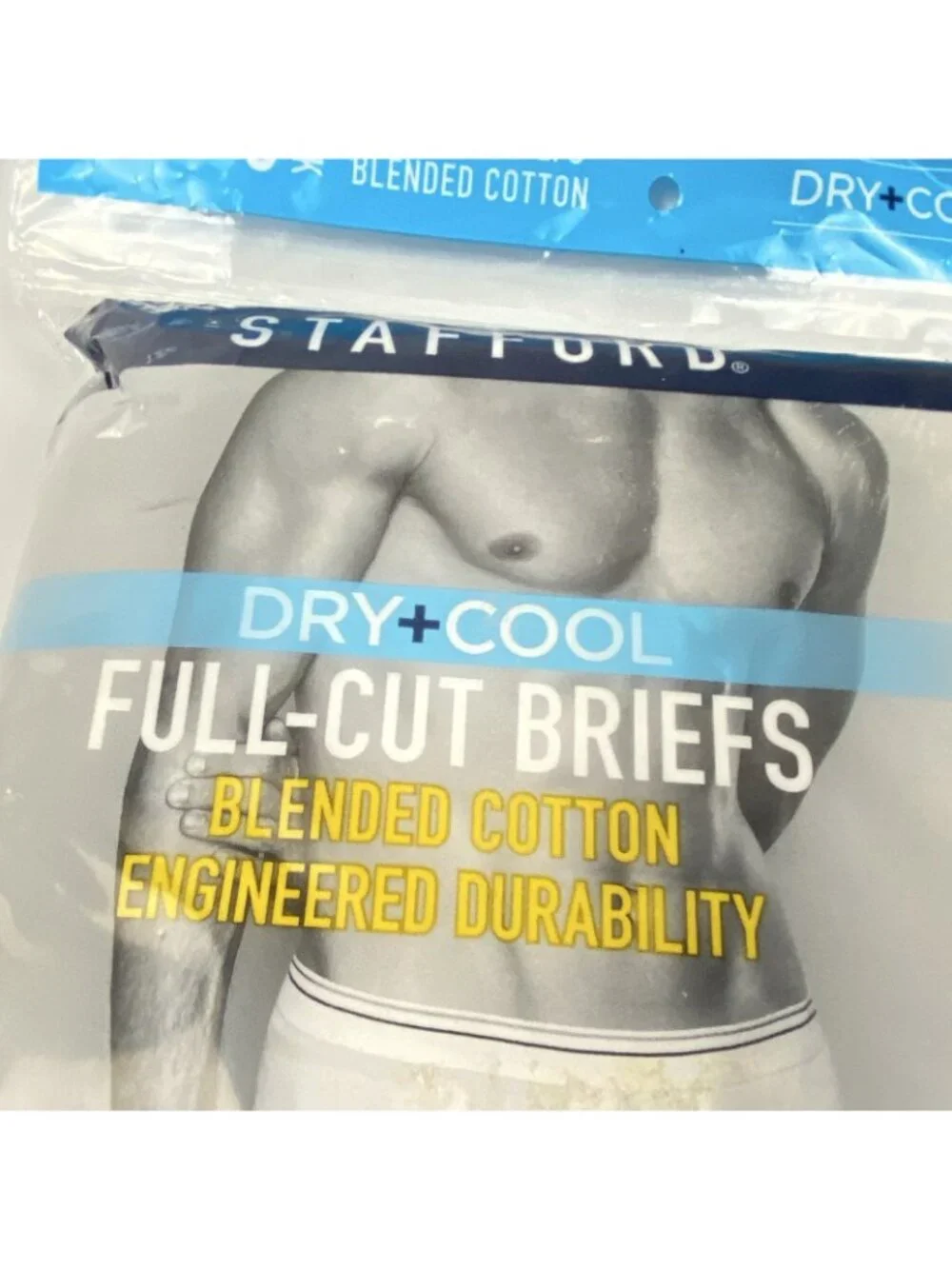 Stafford Briefs Mens L White 6 Pack Full Cut Dry Cool Cotton Blend NEW Unworn